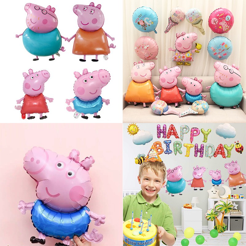 1Pcs Peppa Pig Mylar Foil Balloons Birthday Theme Party Decoration