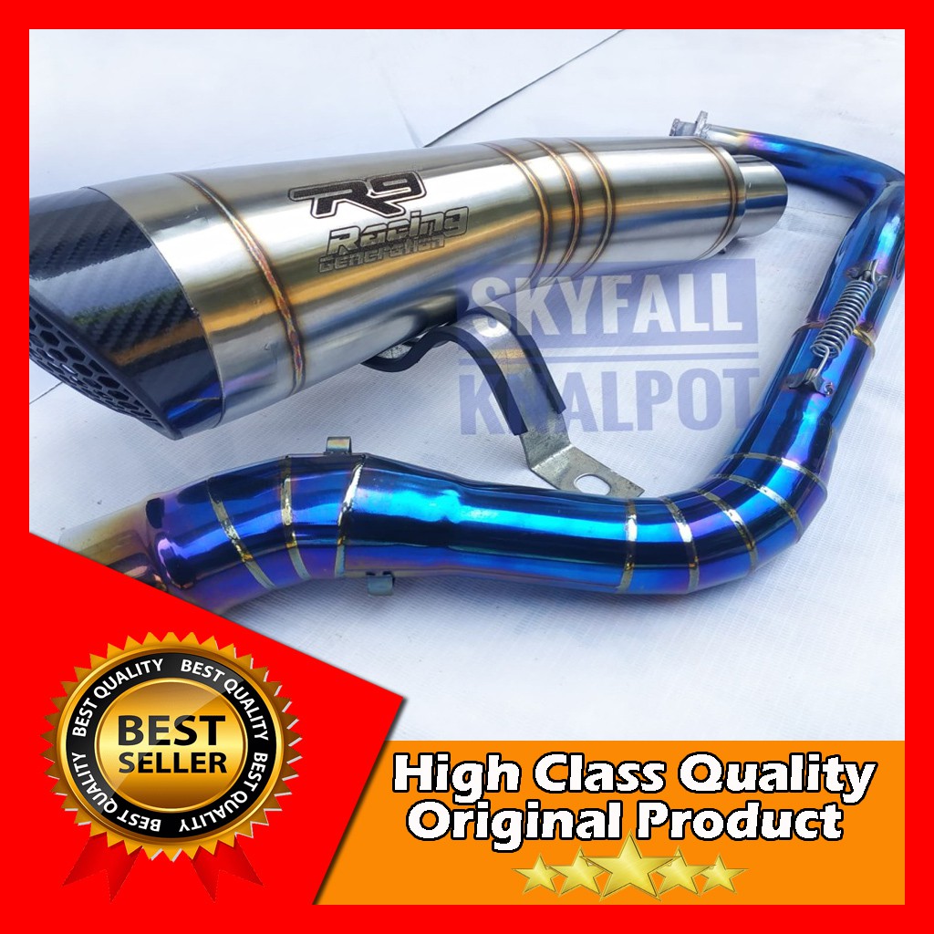 Racing Exhaust R9 H2 Blue Pipe NMAX PCX AEROX Click LEXY ADV XMAX