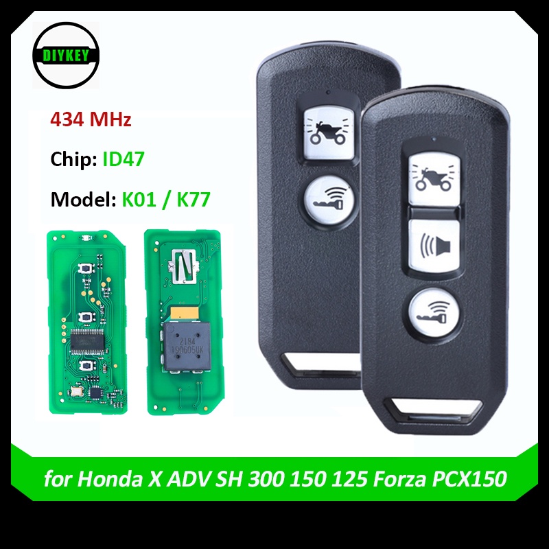 DIYKEY Remote Car Key 434Mhz ID47 For Honda X ADV SH 300 150 125 Forza