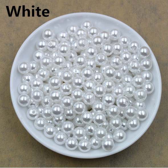 4 6 8MM With Hole ABS Imitation Pearl Beads Round Plastic Acrylic