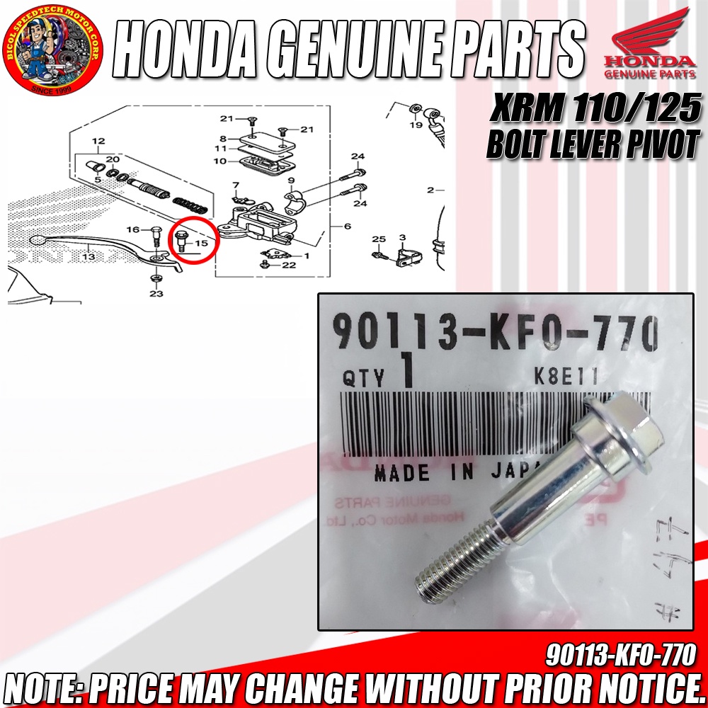 XRM 125 BOLT LEVER PIVOT HPI GENUINE 90113 KF0 770 Shopee