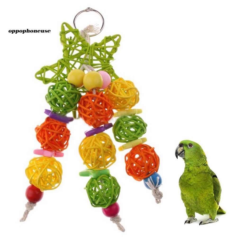 Ready StockOPHEWood Stars Rattan Balls String Pet Bird Cockatoo