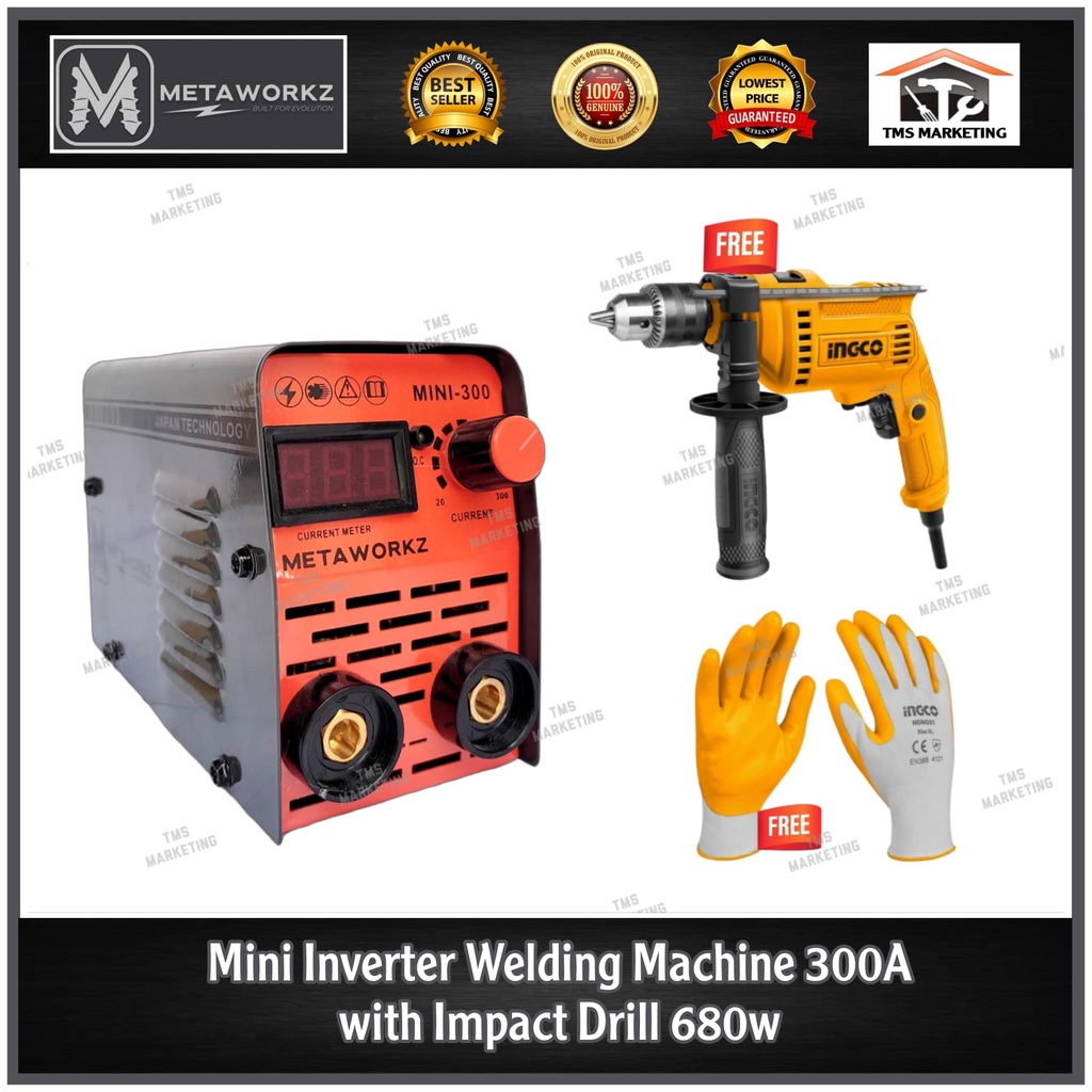 METAWORKZ 300A ARC Mini Inverter Welding Machine MW MINI300 INGCO