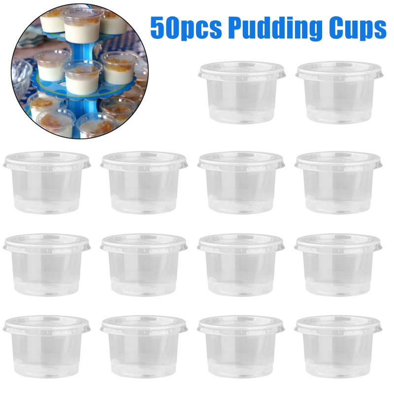 Ready Stock Pcs Clear Disposable Cups Condiment With Lids Plastic