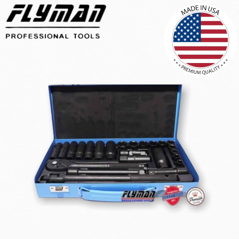 ORIGINAL FLYMAN USA 24 PCS 3 8 DRIVE SOCKET SET 6 POINTS Shopee