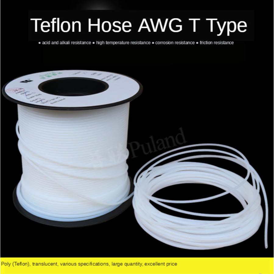 Teflon Tube AWG T Type 300V Milk White Polytetrafluoroethylene