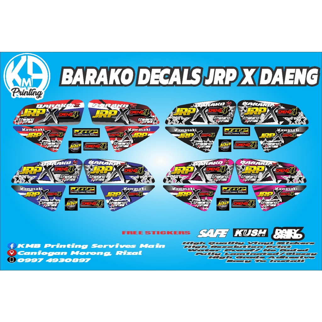 Kawasaki Barako 2 Sticker Decals JRP X Daeng Edition 4 Colors Shopee