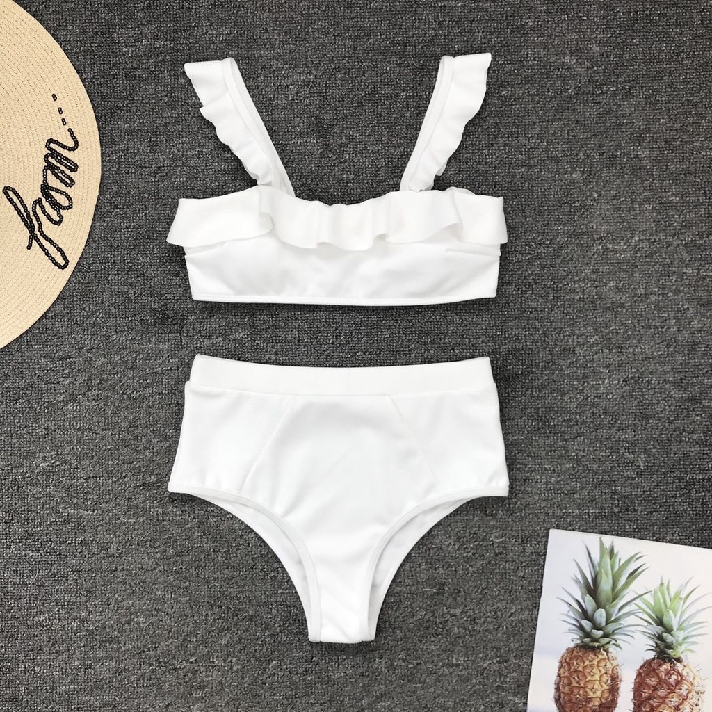 Women Two Piece Swimsuit Ruffled Sexy High Waist Bikini Shopee
