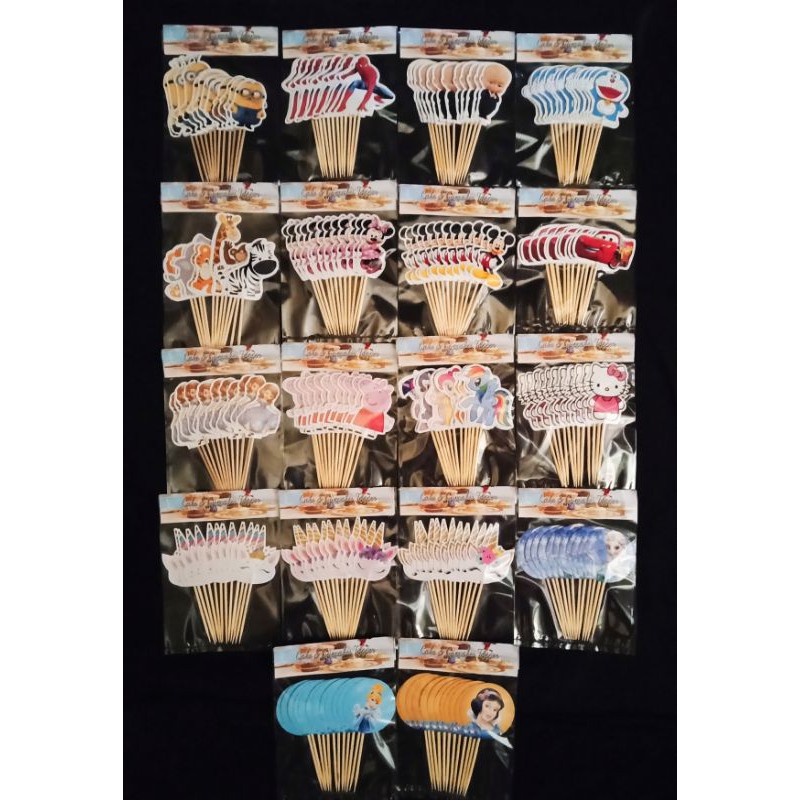 Assorted Designs Cupcakes Toppers 12pcs Pack Shopee Philippines