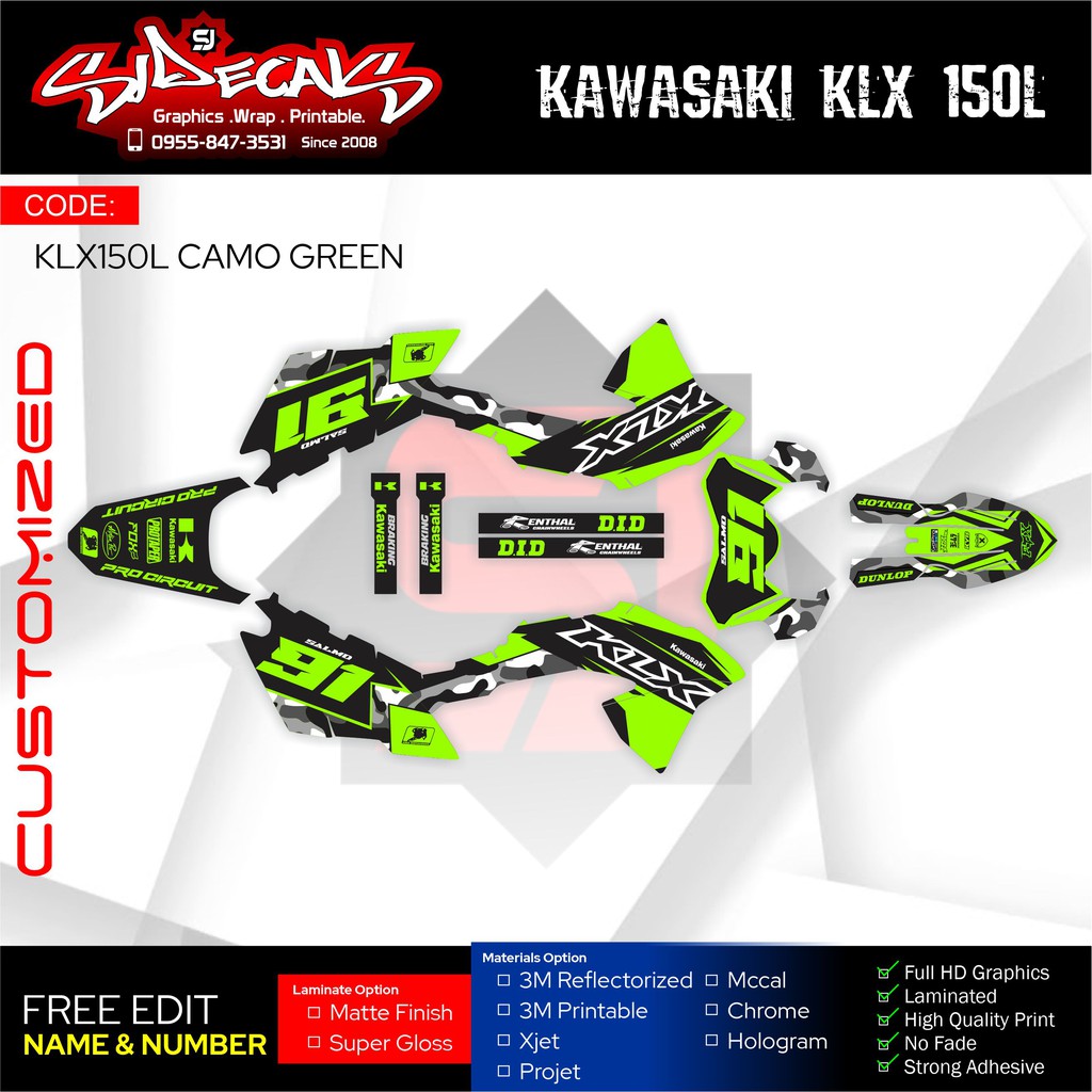 Klx L Decals Sticker Laminated Full Decals Shopee Philippines