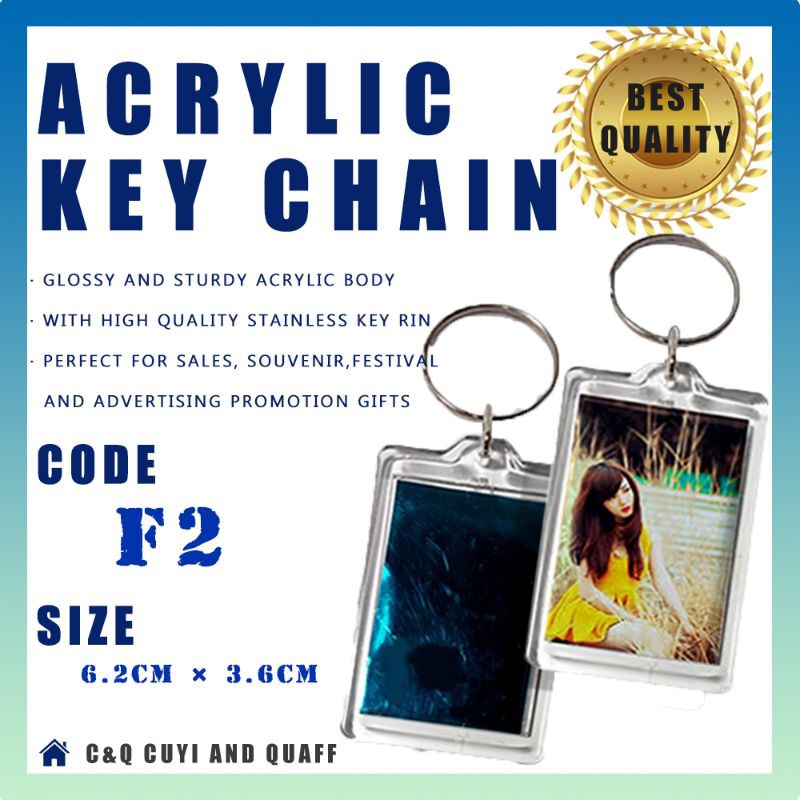 Quaff F Acrylic Keychain Rectangle Openable Photo Insert Key Chain