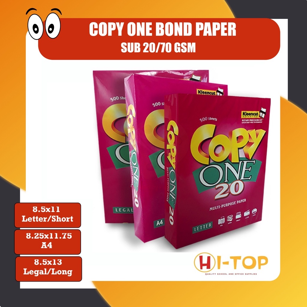 Copy One Bond Paper L Short Long A L Sub Gsm L Inkjet Paper L