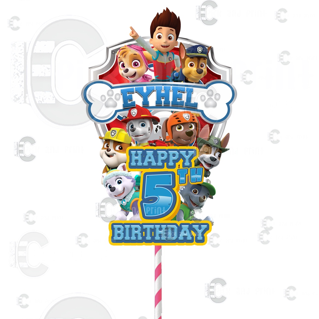 Personalized Customized Paw Patrol Theme Cake Topper For Diy Party