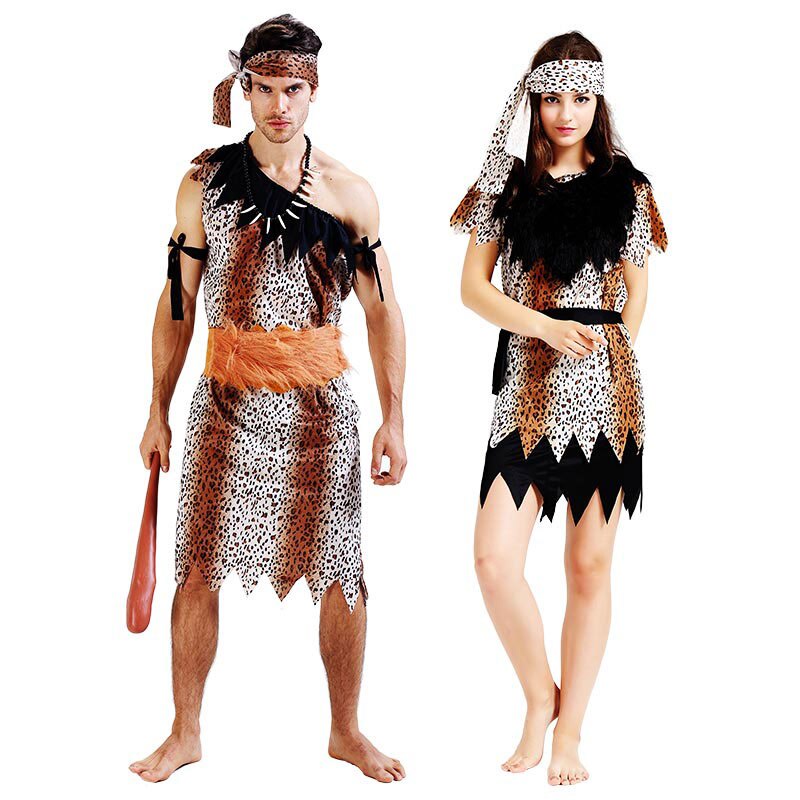 Adult Historical Stone Age Caveman Cave Woman Costume Indians Primitive Cosplay For Men Women