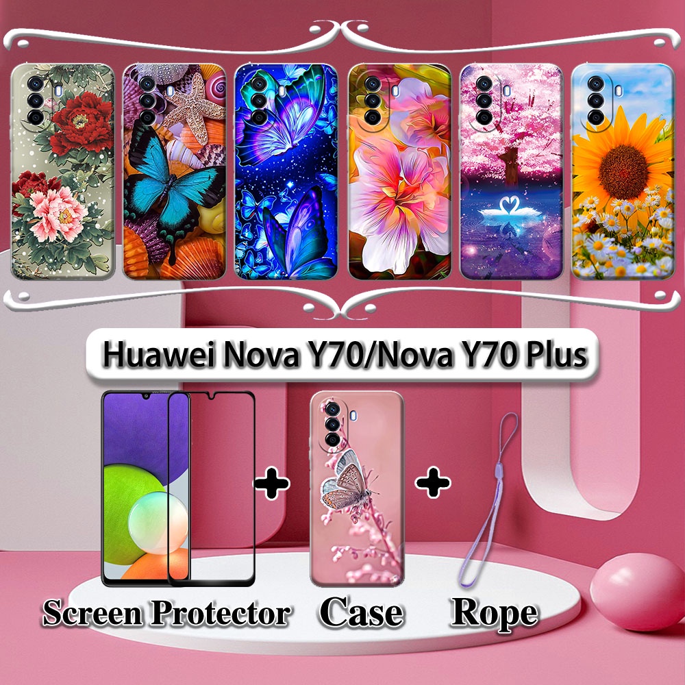 In Huawei Nova Y Nova Y Plus Case With Tempered Glass Curved