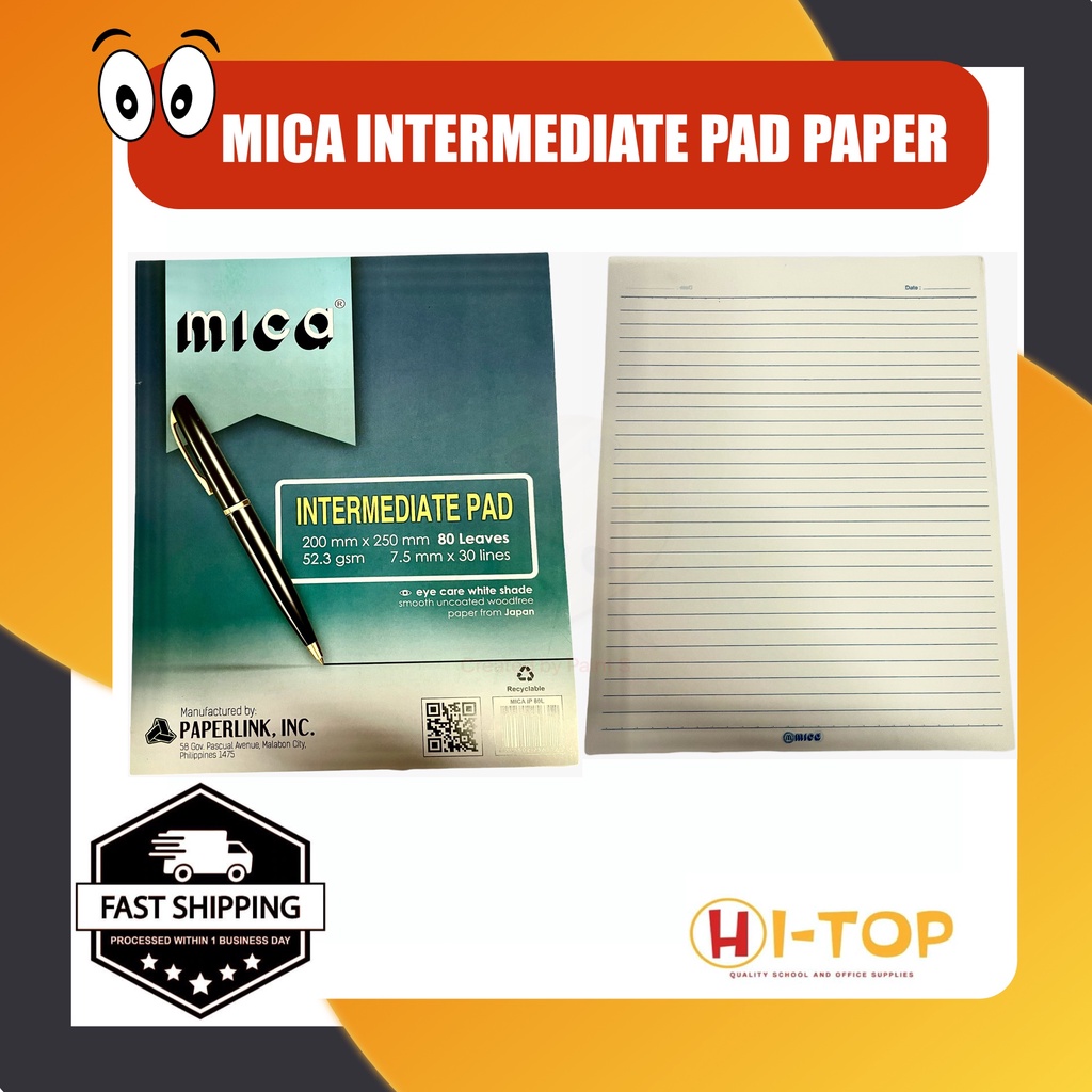 Mica Intermediate Pad L Sold Per Ream 10pads L Paper Long Writing Pad