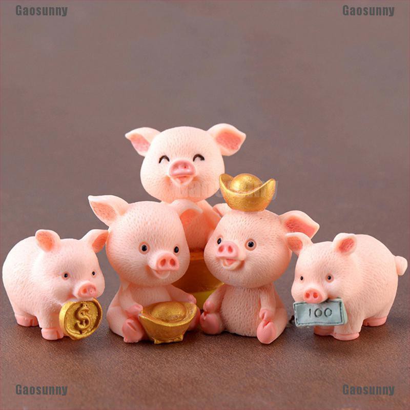 Fortune Pig Miniature Figurine Fairy Garden Dollhouse Decor Micro