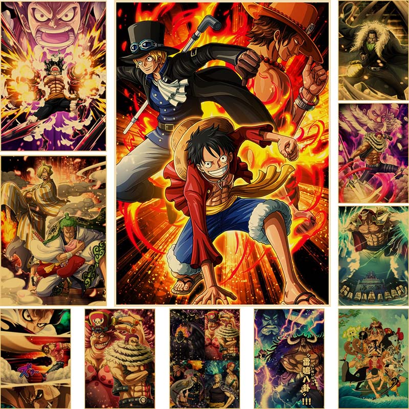 Home Decorative Wall Stickers Vintage Paper One Piece Anime Posters