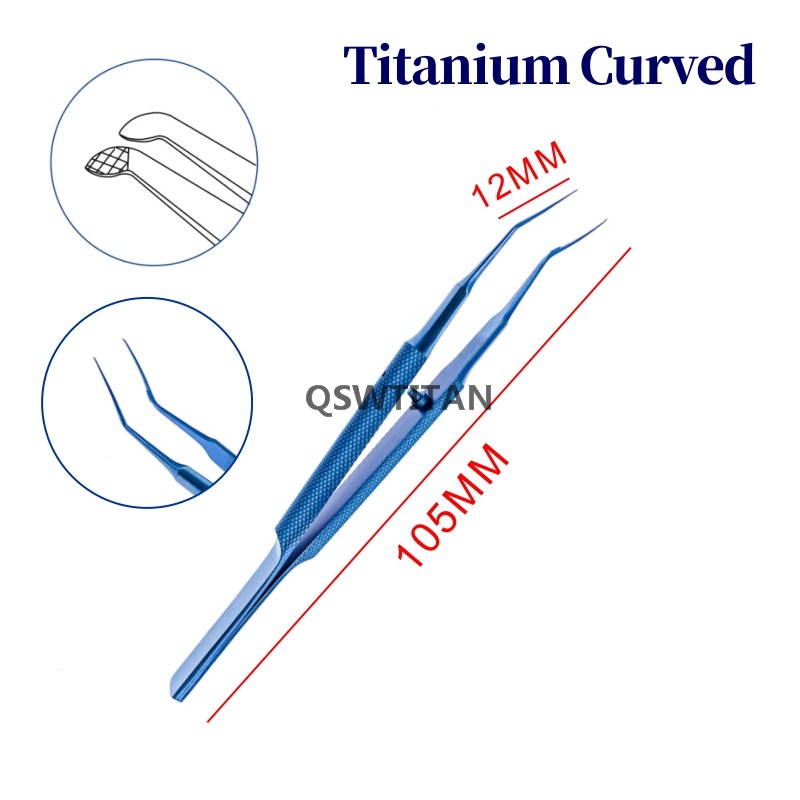 Titanium Utrata Capsulorhexis Forceps Curved Angle Ophthalmic