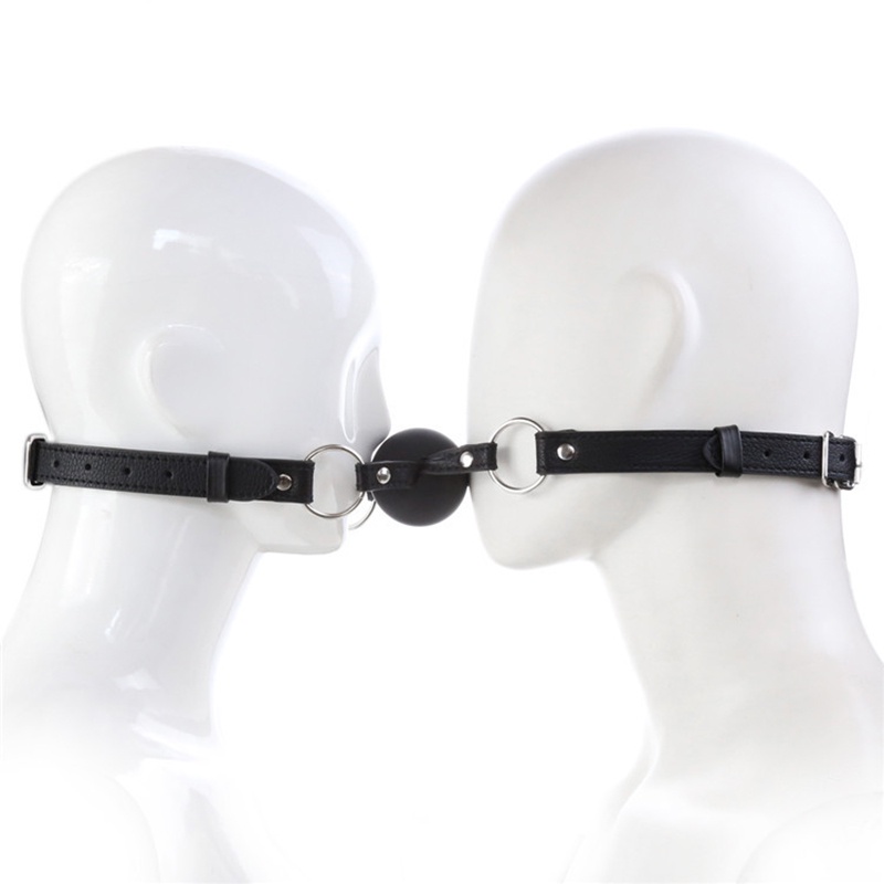 Zbnw Erotic Bondage Leather Double Strap Mouth Gag Sexy Costumes Mm Silicone Ball Gags Bdsm