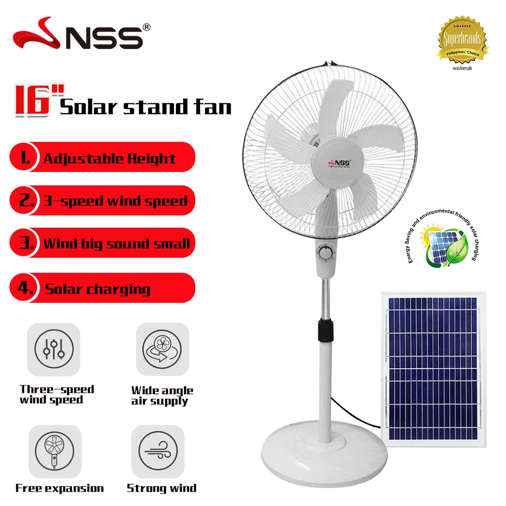 Nss Solar Fan With Panel Solar Electric Fan With Light Rechargeabl