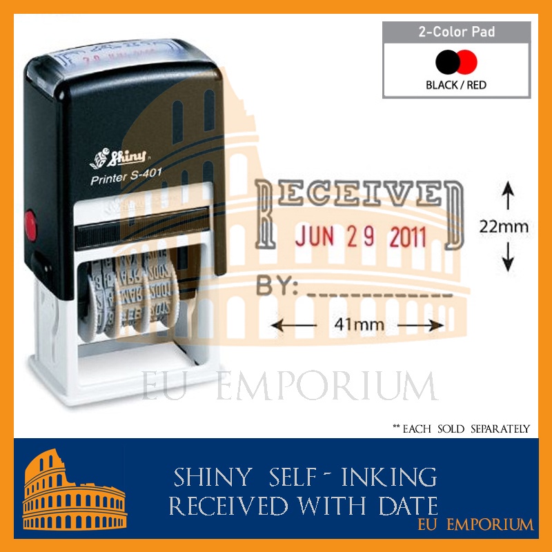 Stamp Self Inking Stamp Dater Shiny Paid Or Received With Date And