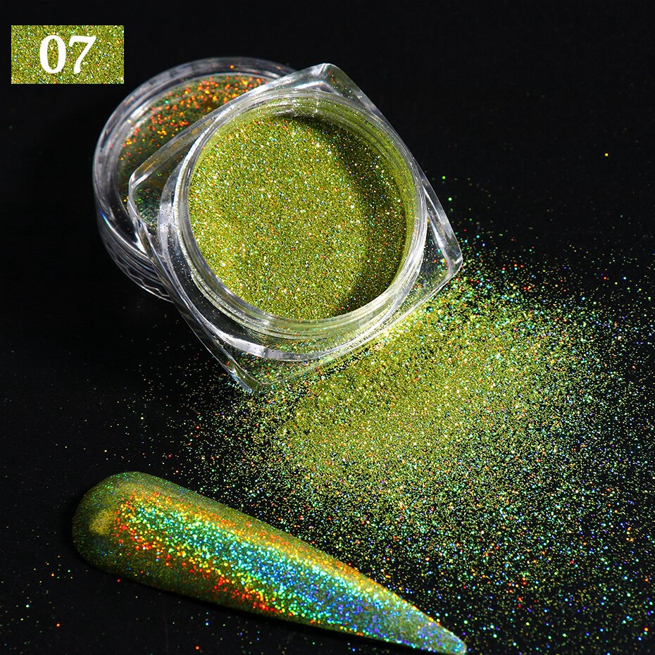 HAMA NAIL 1g Laser Silver Holographic Nail Glitter Powders Chrome