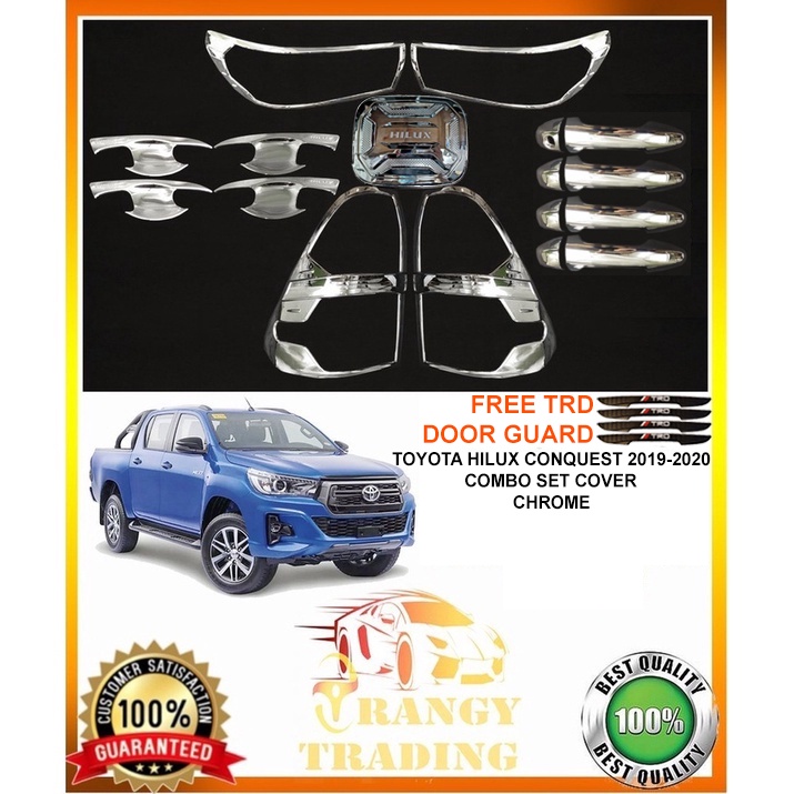 Toyota Hilux Conquest 4X2 E 2019 To 2020 Garnish Combo Set Cover Chrome