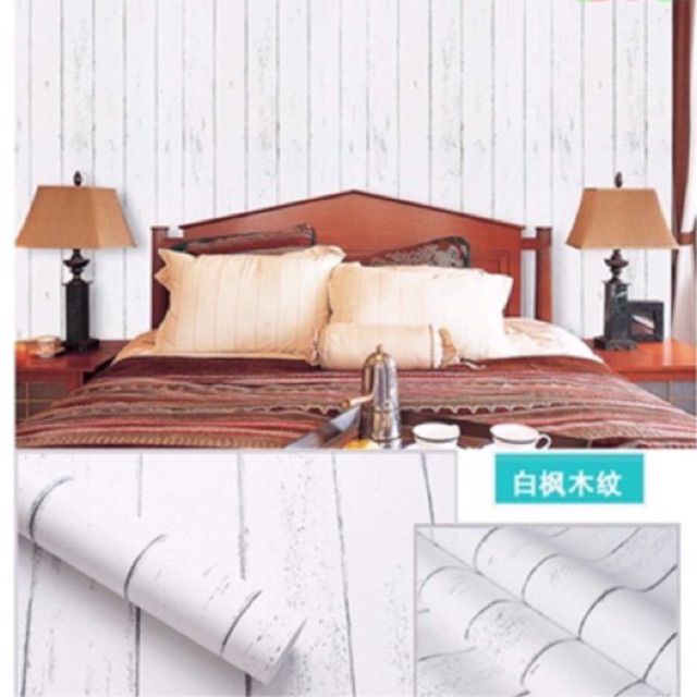 BHW Wallpaper Self Adhesive Wood Design Color White PVC Waterproof Wall