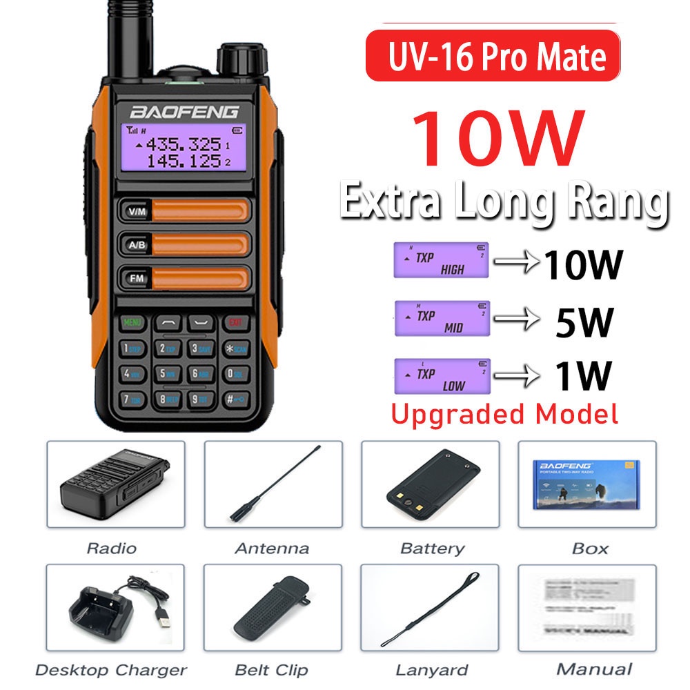 2022 BaoFeng UV 16 Pro Mate 10w High Power Walkie Talkie TYPE C Charger