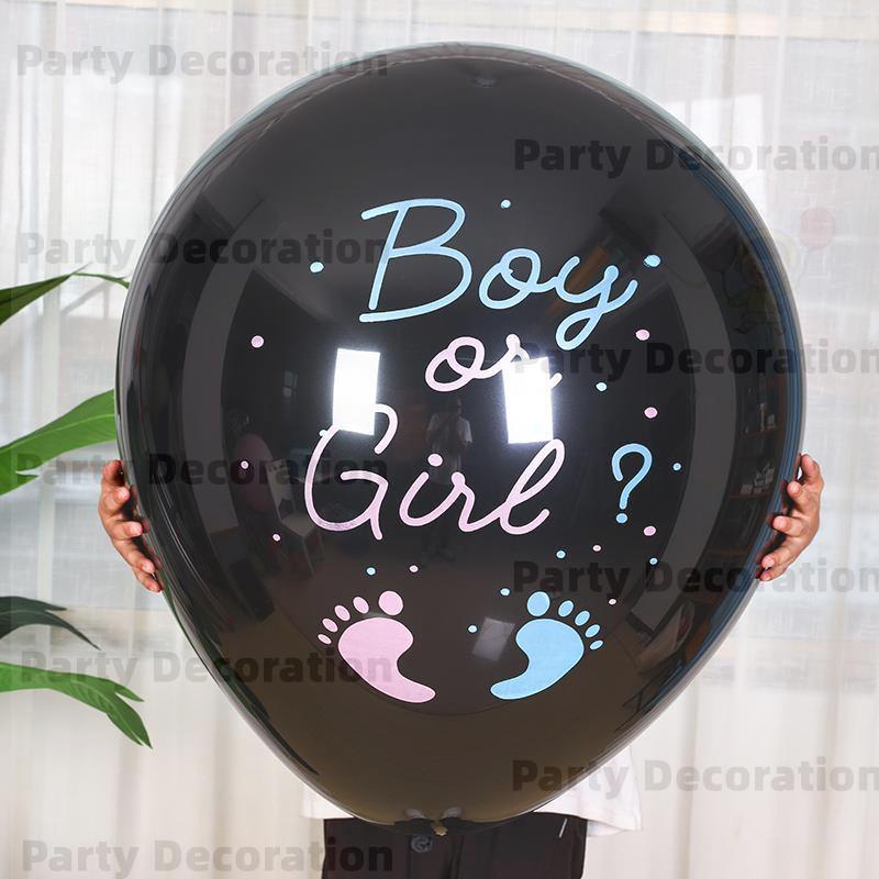 Set Boy Or Girl Gender Reveal Inch Black Latex Balloon Whith