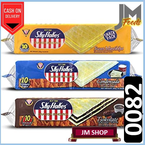 0082 JM Skyflakes Cracker Sandwich 30g X 10 S Condensada Tsokolate