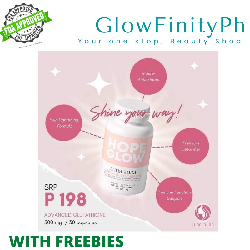 Luna Aura Hope Glow Advanced Glutathione 500mg 30 Capsules 15g And