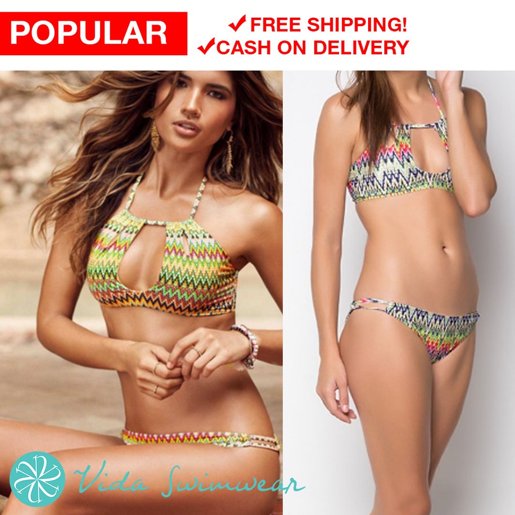 Sexy Cut Out Two Piece Bikini Halter Swimsuit Set Shopee Philippines