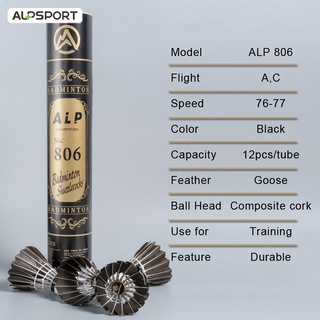 Alpsport Pcs Tube Black Goose Feather Durable Badminton Ball