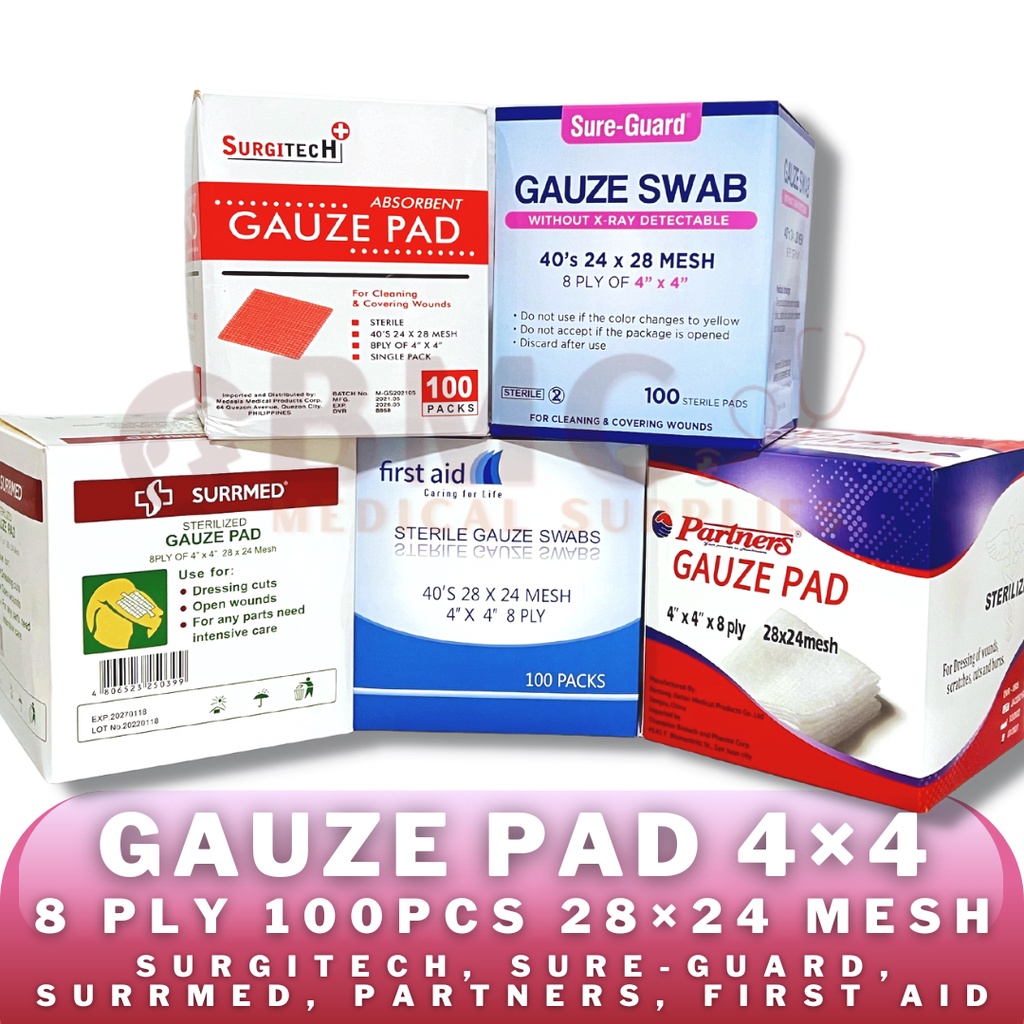 Gauze Pad 44 X8Ply Sterile 100pcs 2824 Mesh Surgitech Partners