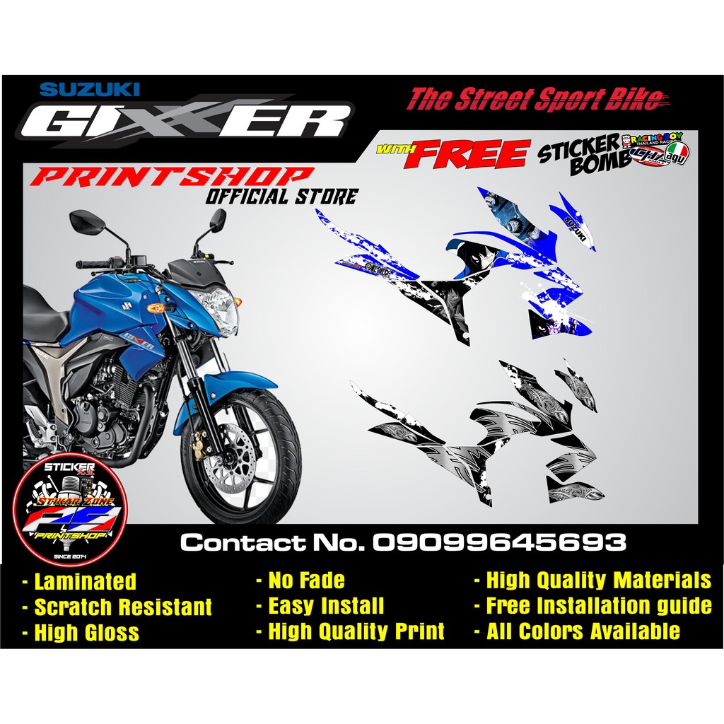 GIXXER 155 Suzuki Full Set Sticker Decals High Quality And Durable