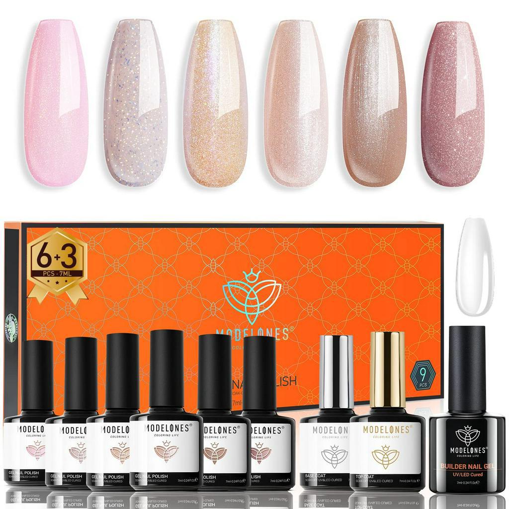 Modelones Gel Nail Polish Set PCS Nude Neutral Nude Pink With Base