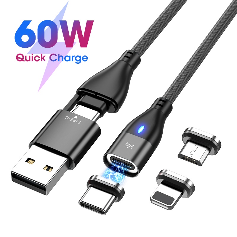 AUFU 6 In 1 60w PD Fast Charger Cable USB C To Type Micro Magnetic Data