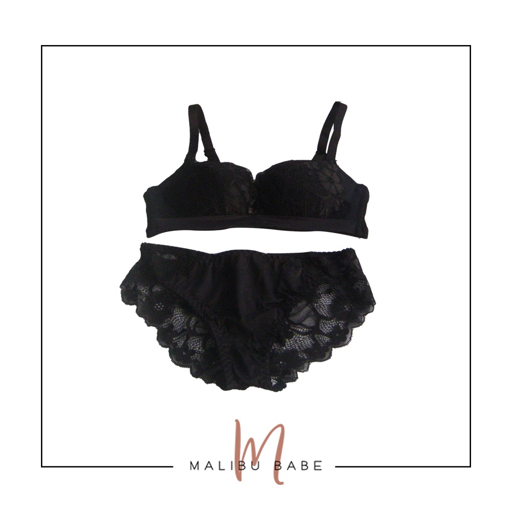 MALIBU BABE Sexy Lace Bra And Panty Set BLACK Shopee Philippines