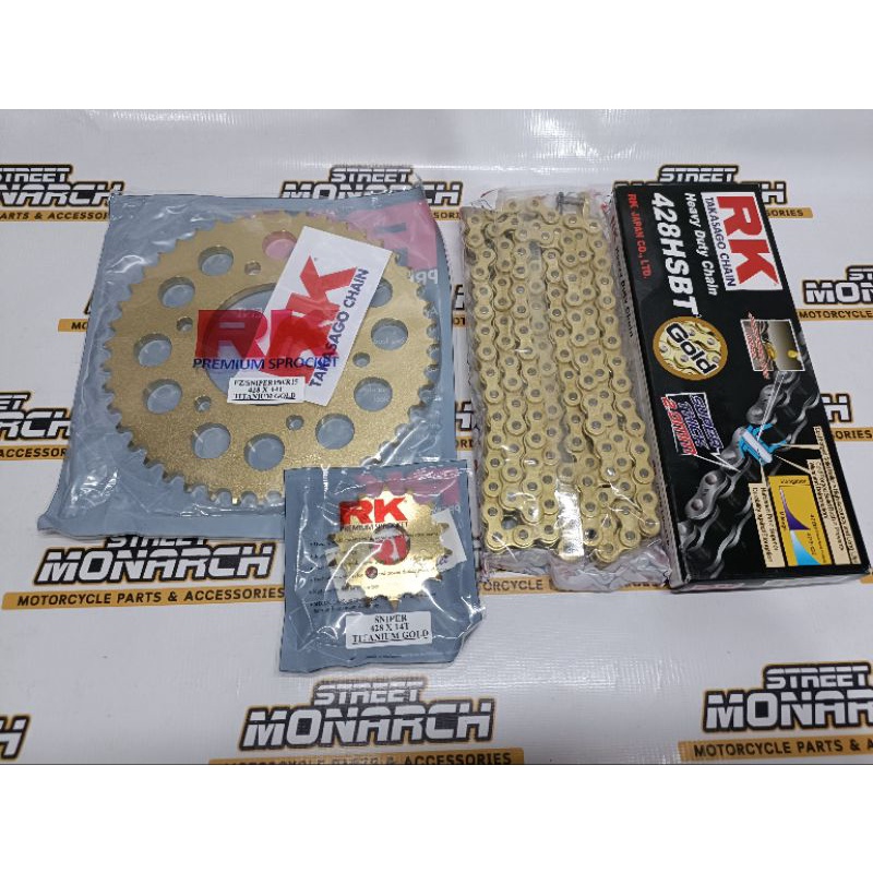 Rk Steel Gold Nickel Chain Set With Takasago Engine Sprocket For