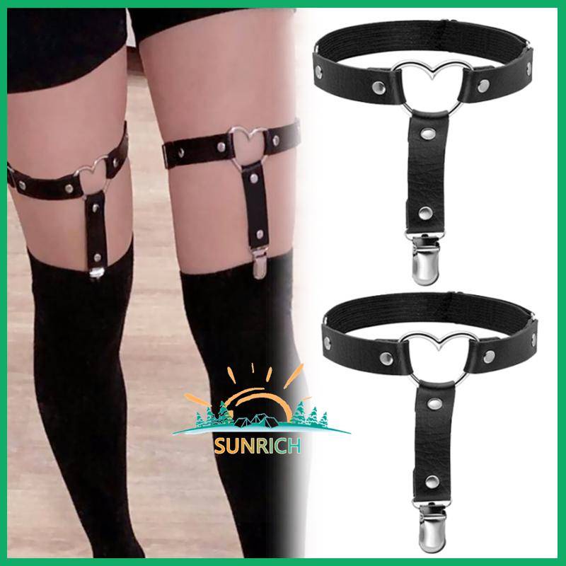 Elastic Heart Leg Garter Straps Pu Leather Garter Belt Punk Gothic