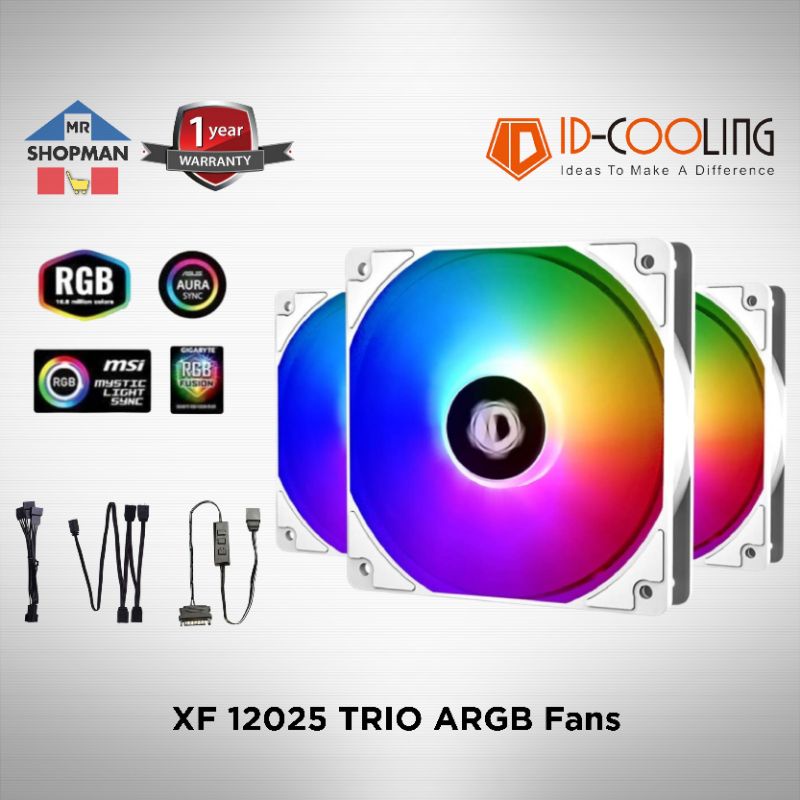 ID Cooling XF 12025 ARGB Trio Snow 3in1 Fans IDCooling Fan Shopee