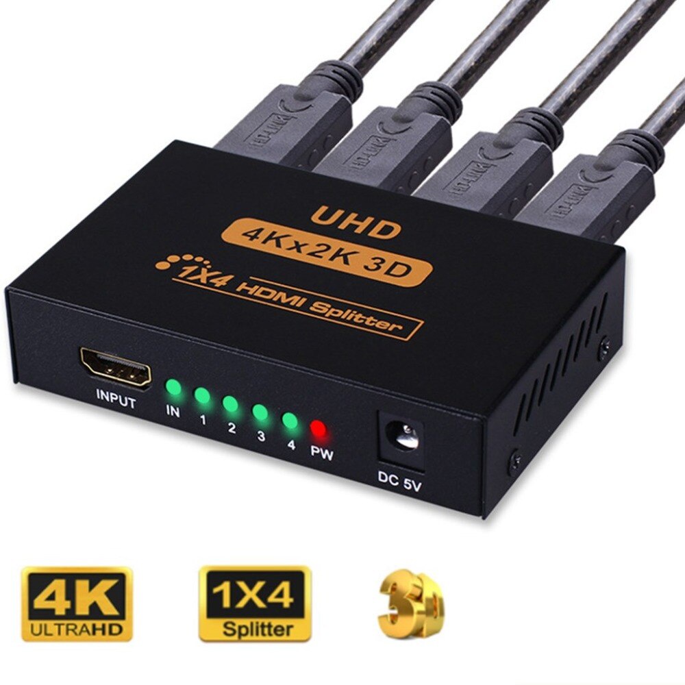 TKK 1X2 1x4 HDMI Splitter Hdmi Switch Repeater Amplifier 1080P HD 4K