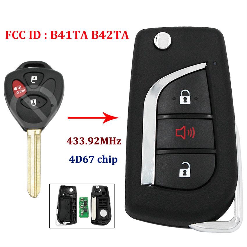 Upgraded Flip Remote Key Fob For Toyota Camry Corolla Hilux Buttons