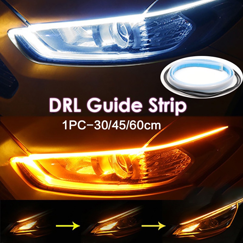 Pc Drl Light Eyebrow Car Flexible Led Daytime Running Light Turn