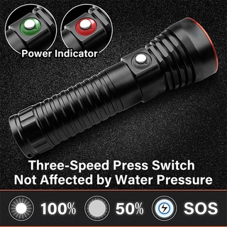 500M Powerful 15000LM IPX8 Waterproof Scuba Diving Flashlight XHP70 2