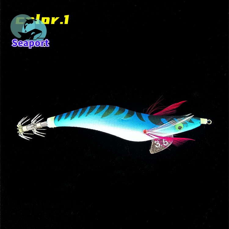 Luminous Wooden Egi Shrimp Squid Hook Jig Lure Glow In The Dark