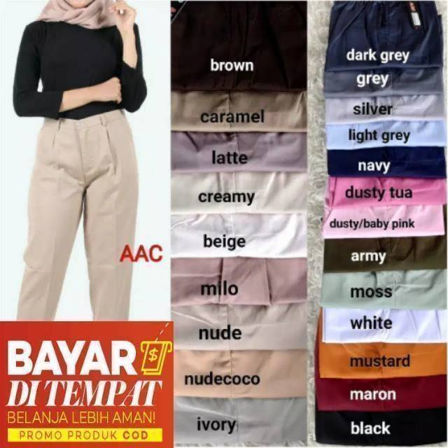 Baggy Pants Latte Beige Nude Maroon Ivory Dusty Pink White Moss