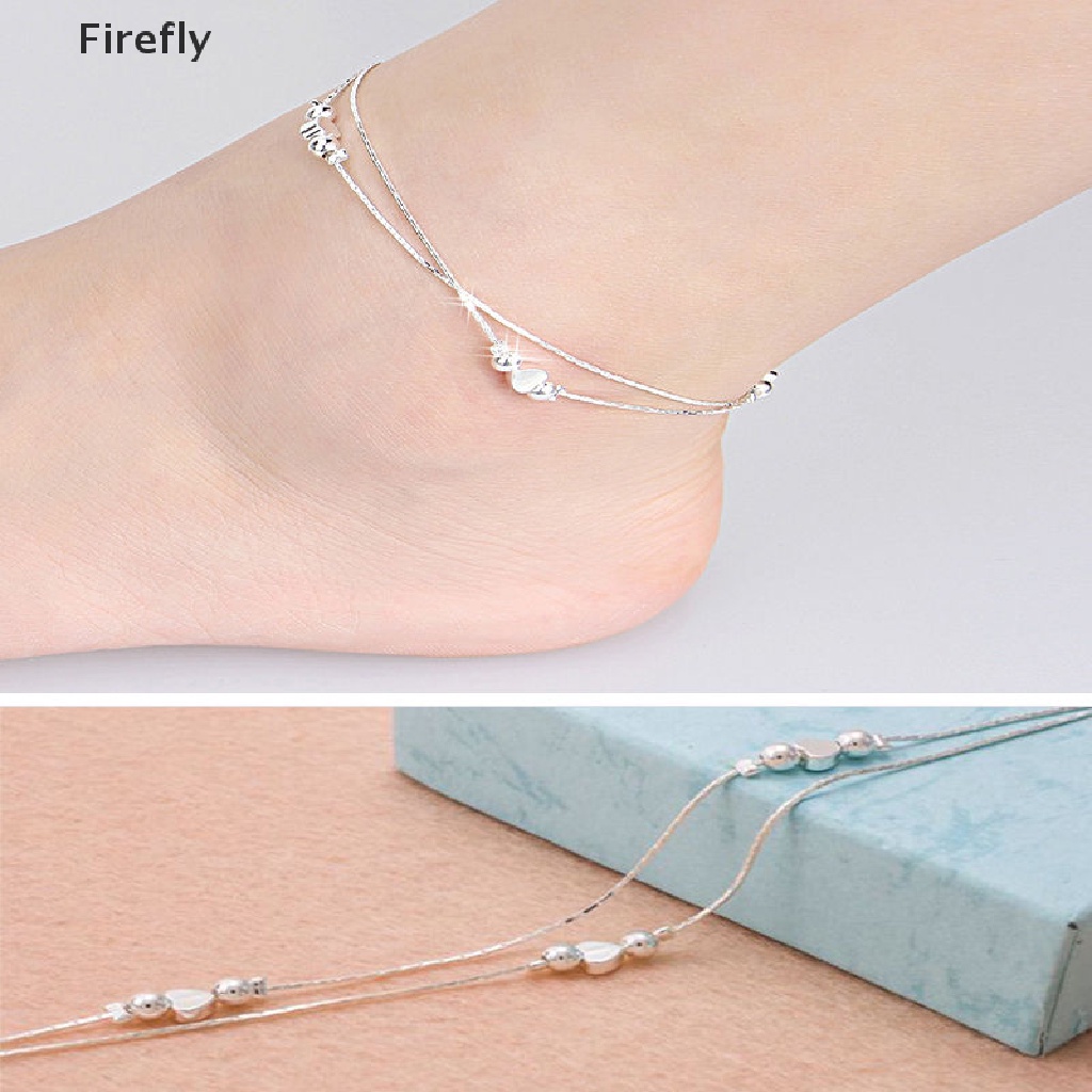 Heart Silver Plated Chain Anklet Bracelet Barefoot Sandal Beach